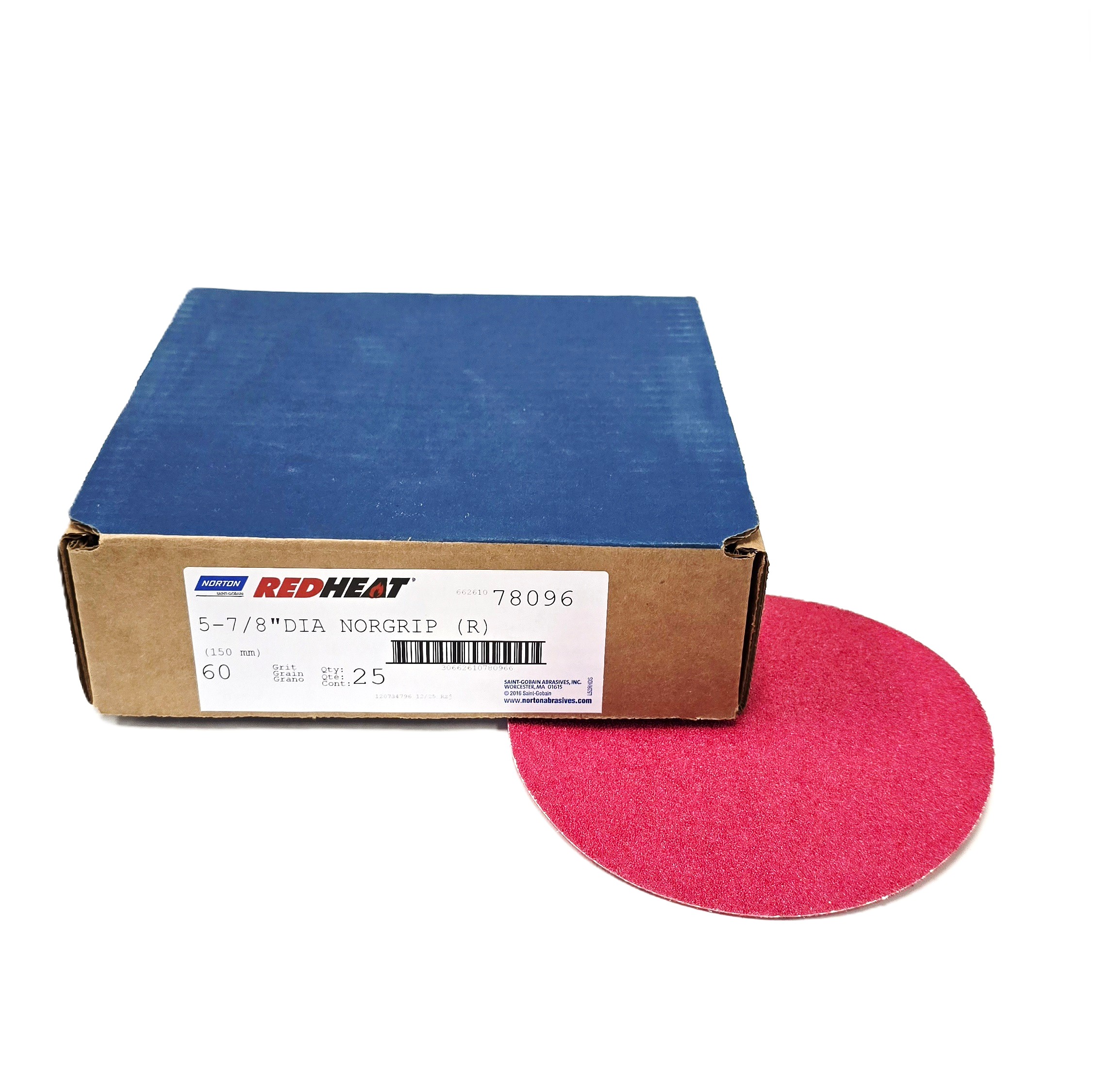 Norton Red Heat Sanding Disc 5-7/8 in 60 Grit (25/Box)