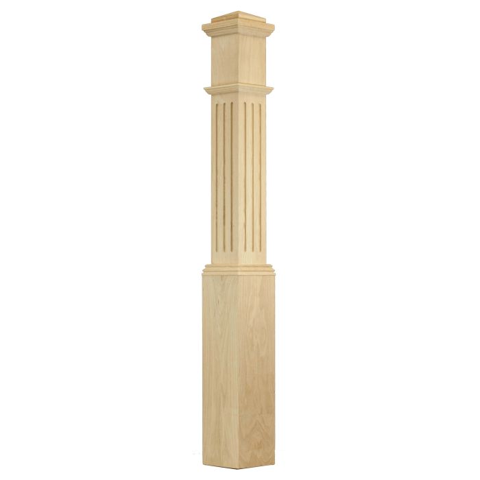 Red Oak Fluted Box Newel Post 6-1/4