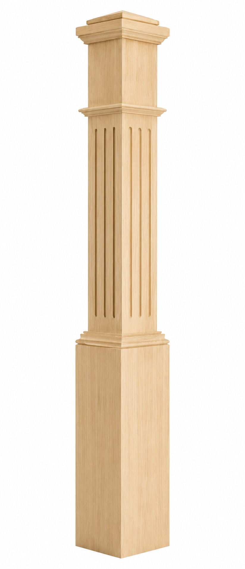 Red Oak Fluted Box Newel Post 6-1/4