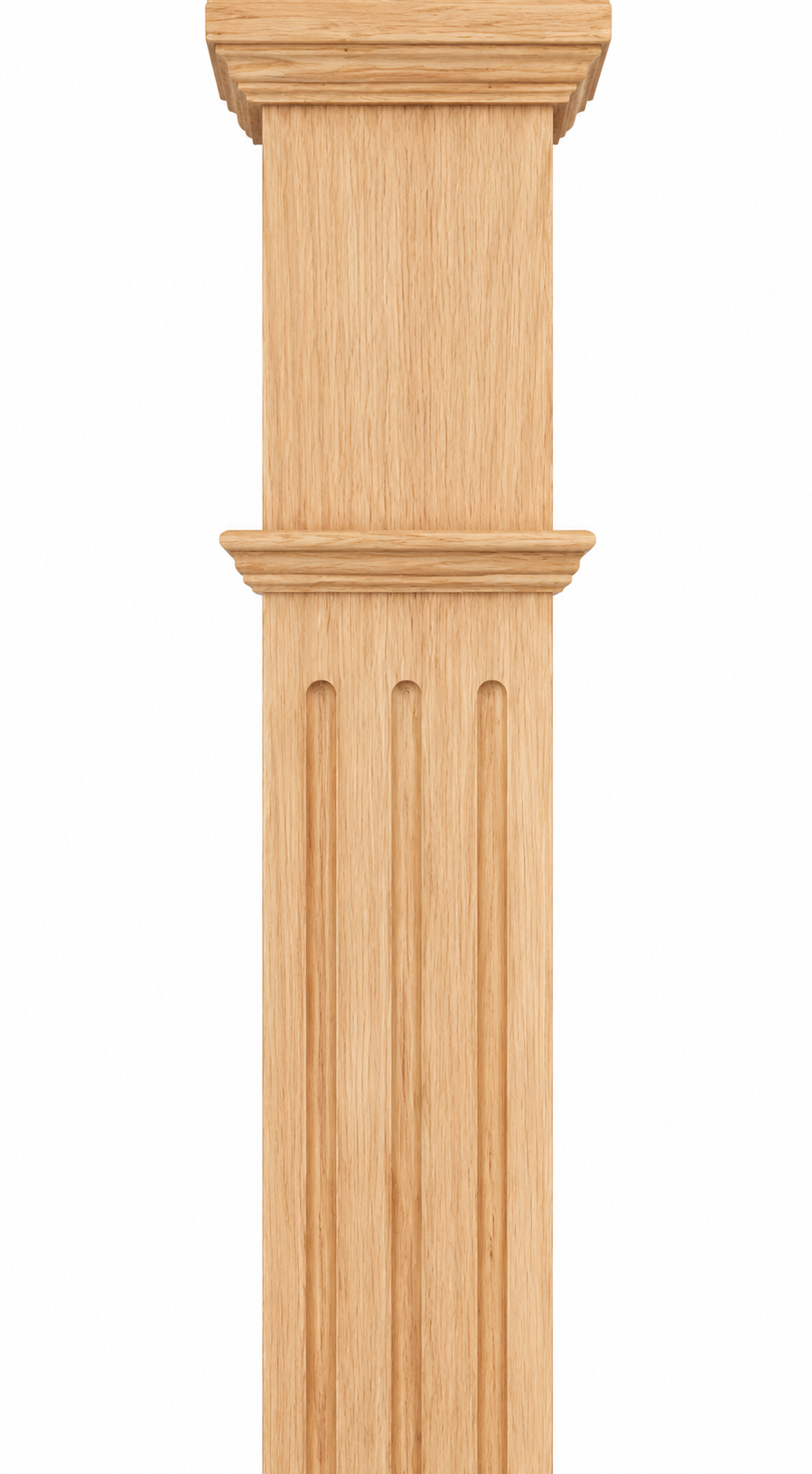 Red Oak Fluted Box Newel Post 6-1/4