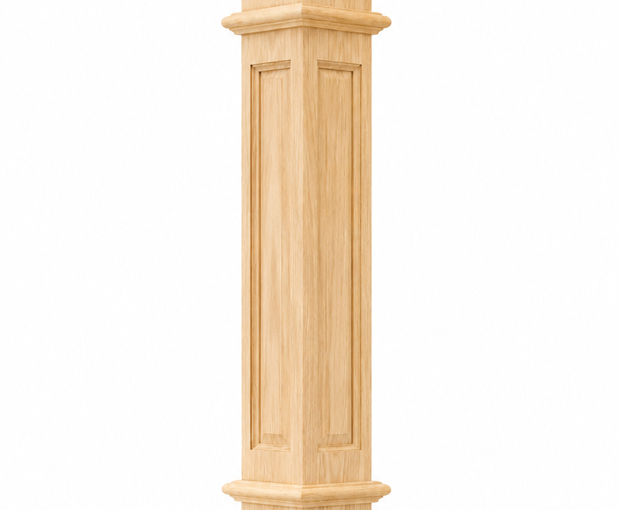 Red Oak Flat Panel Landing Box Newel Post 4-1/2