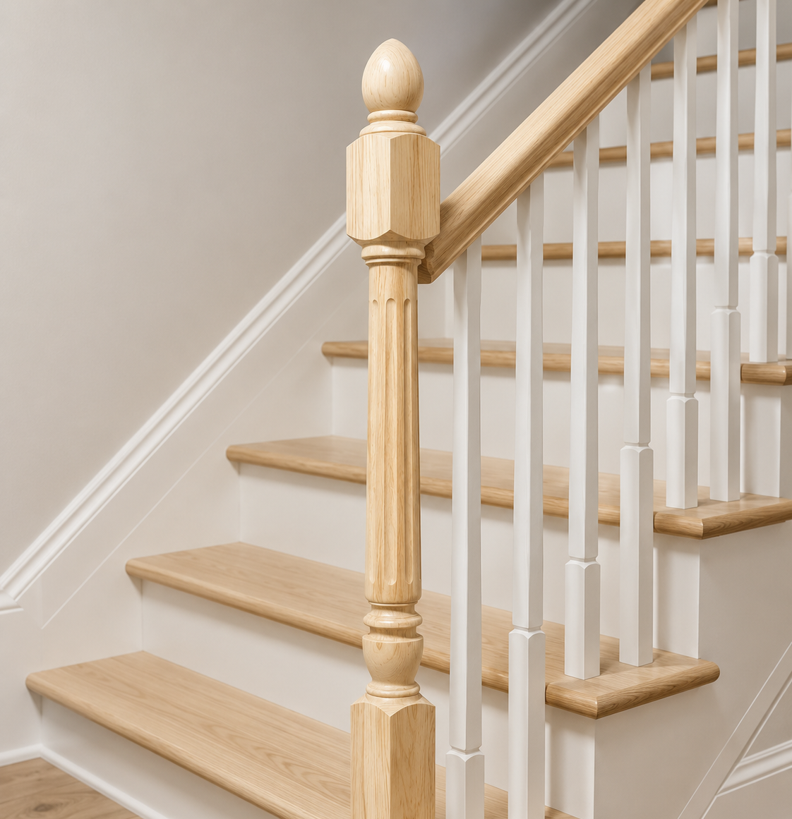 Stair Parts C-4280 Chippendale Starting Newel Red Oak 3-1/2