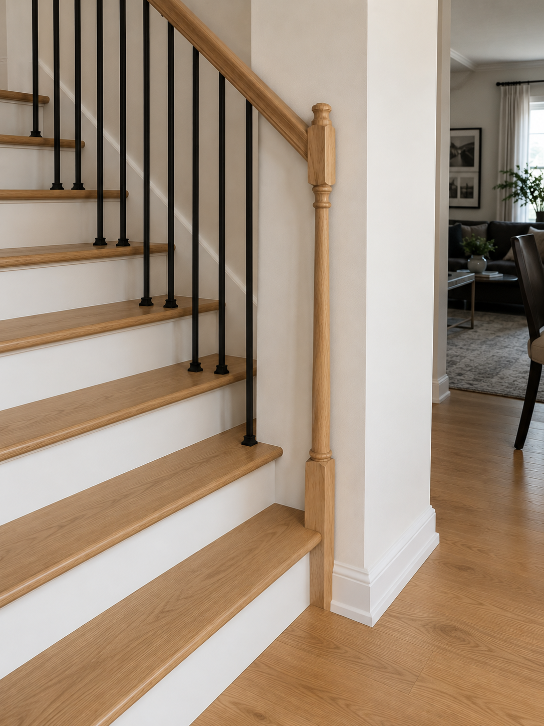 Stair Parts C-4040-1 Traditional Starting Newel Red Oak Half