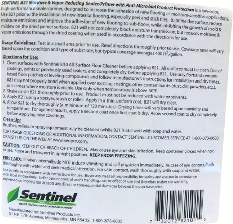 Sentinel 821 Moisture and Vapor Reducing Sealer/Primer Gallon