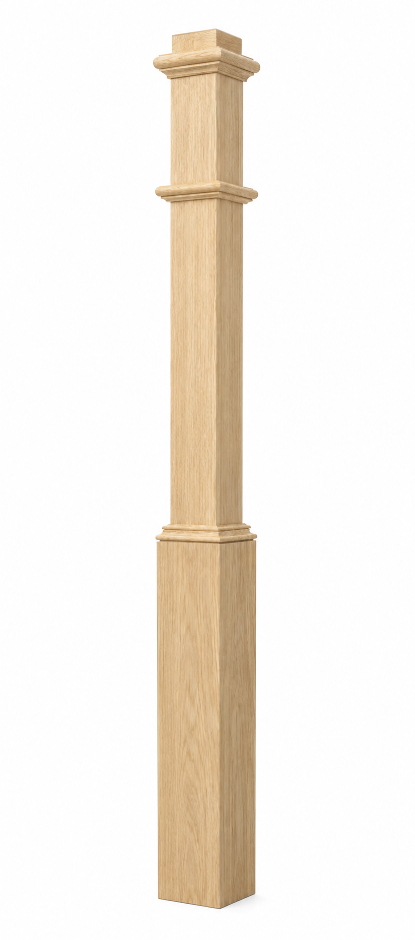 Red Oak Plain Box Newel Post with Fixed Sleeve – C-4292