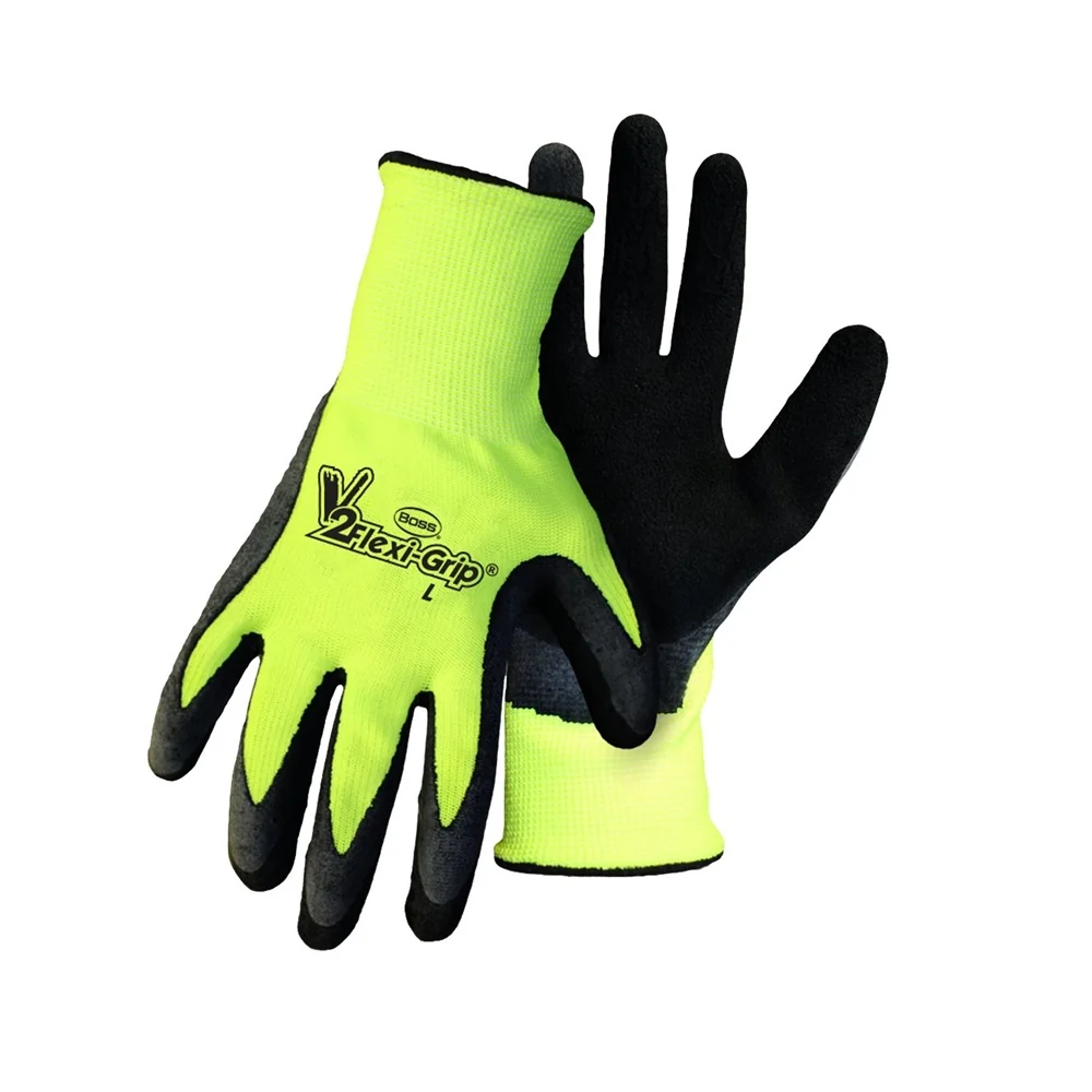 Boss Hi-Vis Nylon Knit Latex Palm Gloves Large