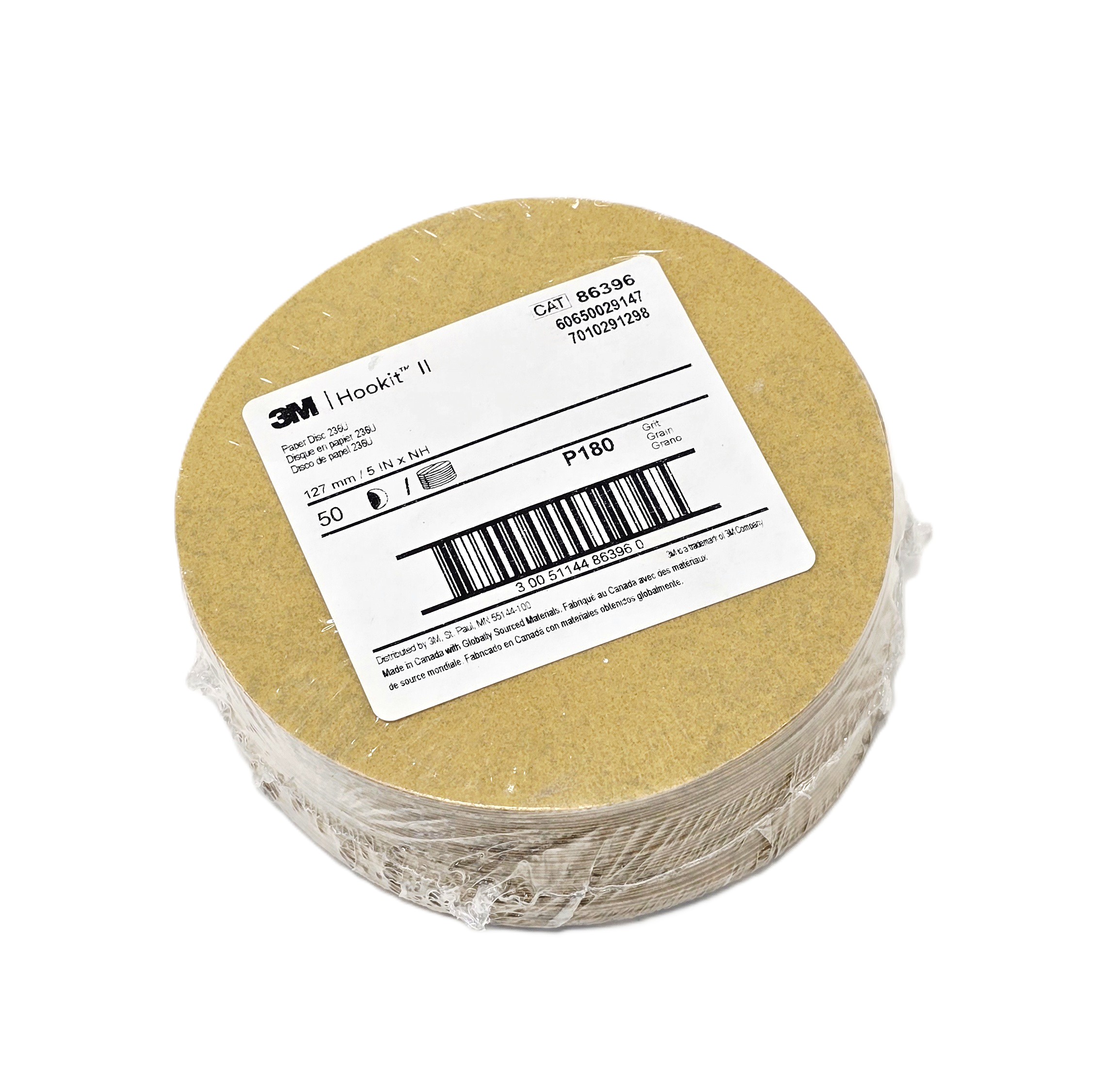 3M Hookit II Gold 236U Sanding Disc 5 in 180 Grit (50/Box)