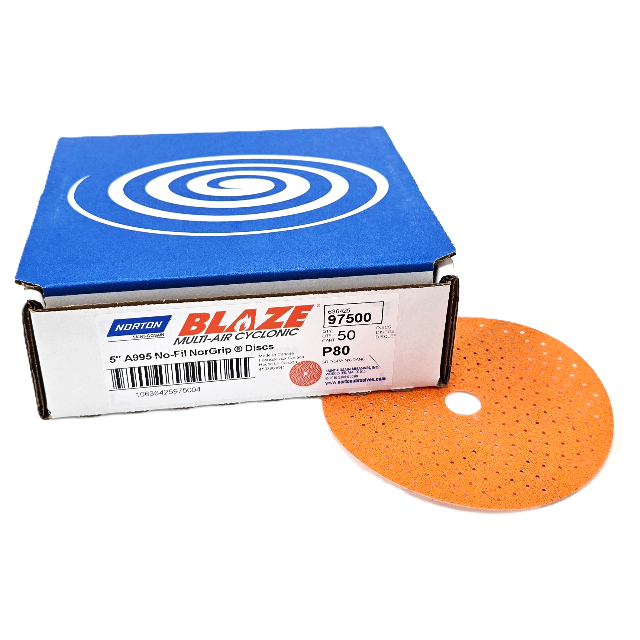 Norton Blaze Multi-Air Cyclonic Floor Sanding Disc 5 in 80 Grit (50/Box)