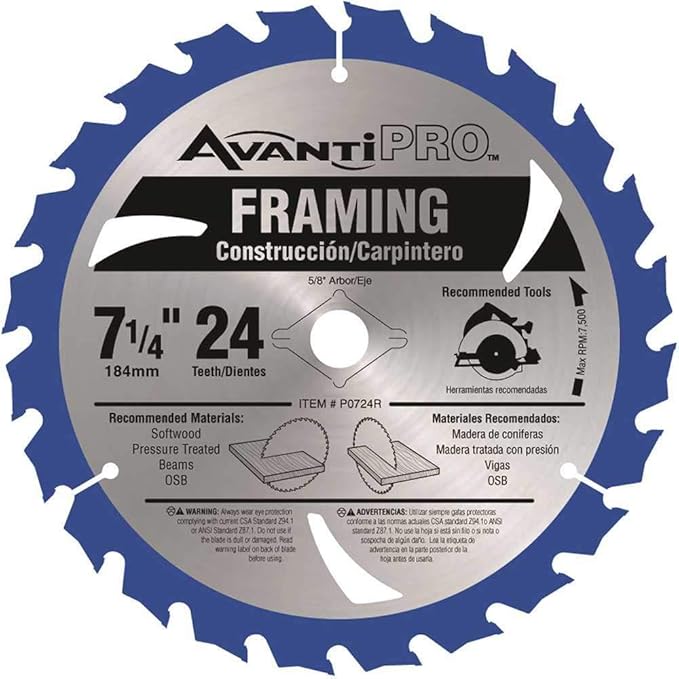 Avanti Pro Framing Circular Saw Blade 7-1/4 in 24 Tooth