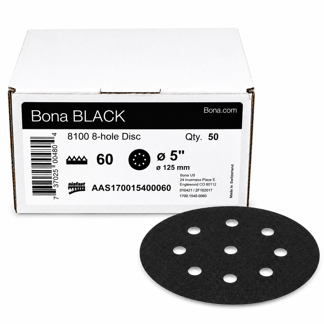 Bona Black Sanding Disc 5 in 60 Grit 8-Hole (50 Box)