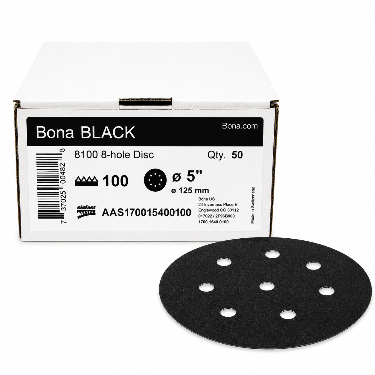 Bona Black Sanding Disc 5 in 100 Grit 8-Hole (50 Box)