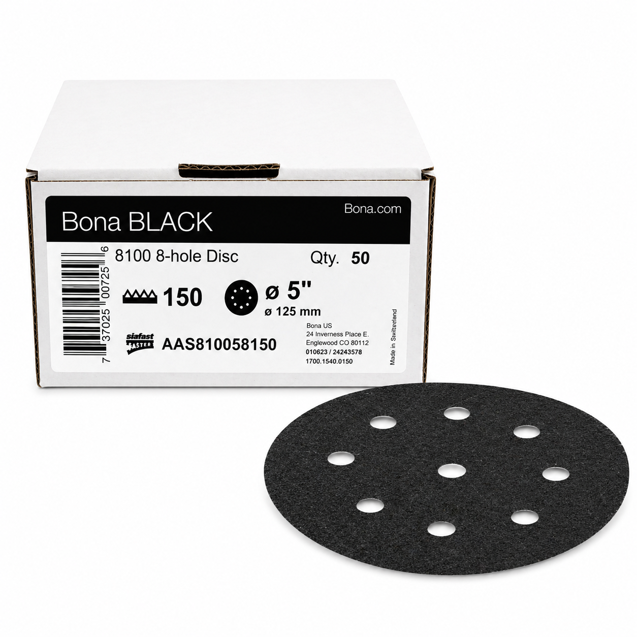 Bona Black Sanding Disc 5 in 150 Grit 8-Hole (50 Box)
