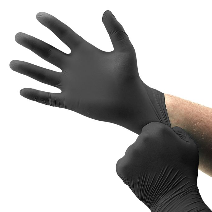 Boss Mil Nitrile Disposable Gloves Black Large (100 Pack)