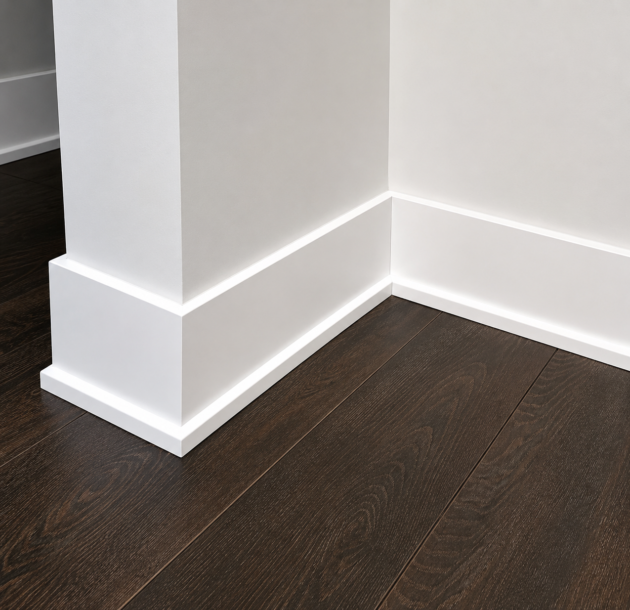White Primed Base Cap Molding 1/2