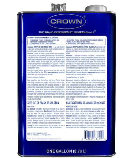 Crown Mineral Spirits Low Odor Plastic Container  CR.OMS.P.41 1gal