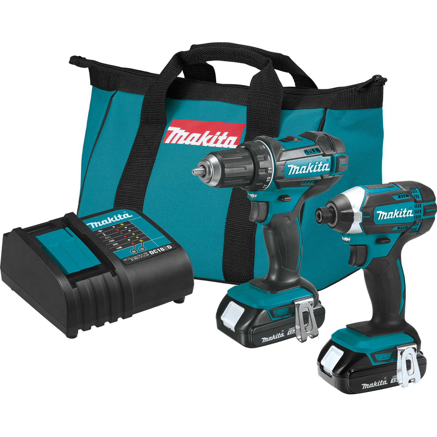 Makita 18V LXT Lithium-Ion Compact Cordless Combo Kit (2 Piece, 1.5Ah)