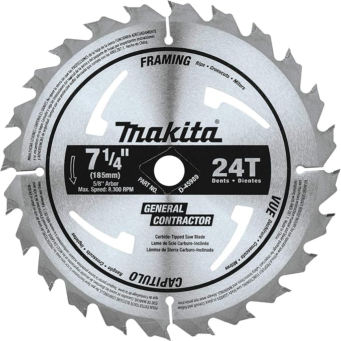Carbide-Tipped Circular Saw Blade 7-1/4 in 24T Framing/General Purpose