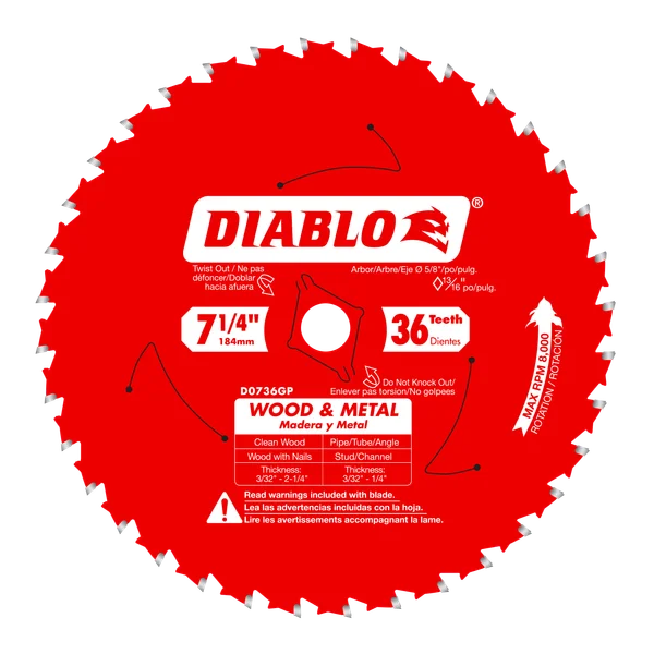 Diablo Carbide Circular Saw Blade 7-1/4 in 36T