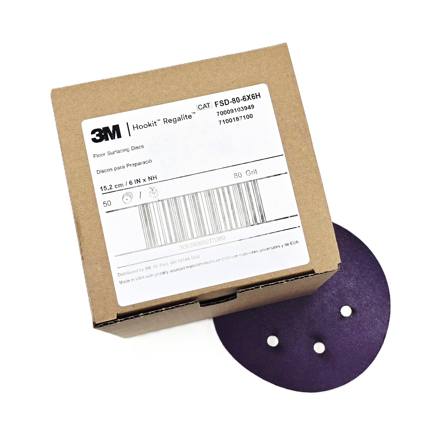 3M Regalite Hookit Disc 6 in 80 Grit (50/Box)