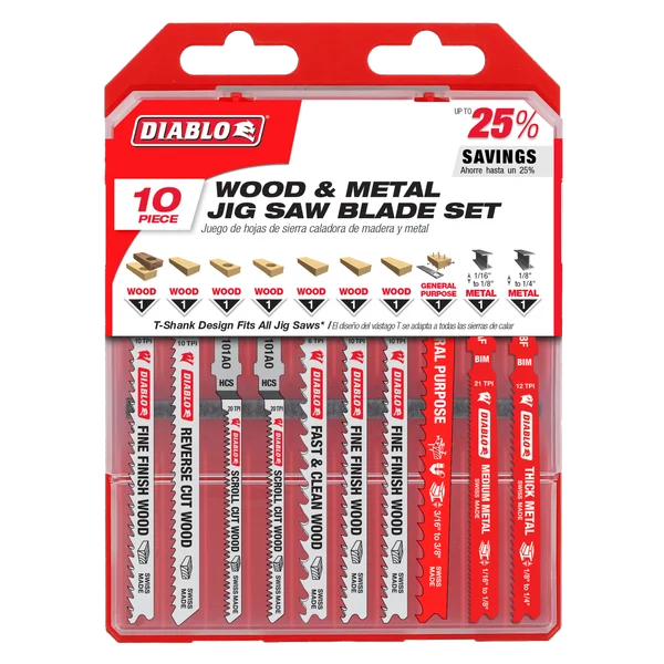 Diablo Jig Saw Blade Set Wood & Metal (10 Piece)