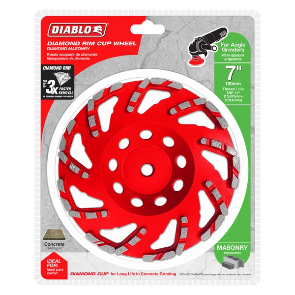 Diamond Rimmed Cup Wheel 7 in Masonry