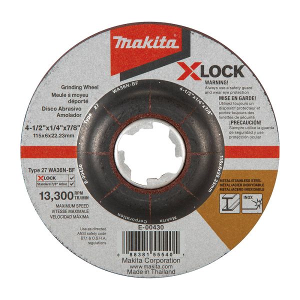 X-Lock Type 27 Grinding Wheel 4-1/2 in 36 Grit Metal & Stainless Steel