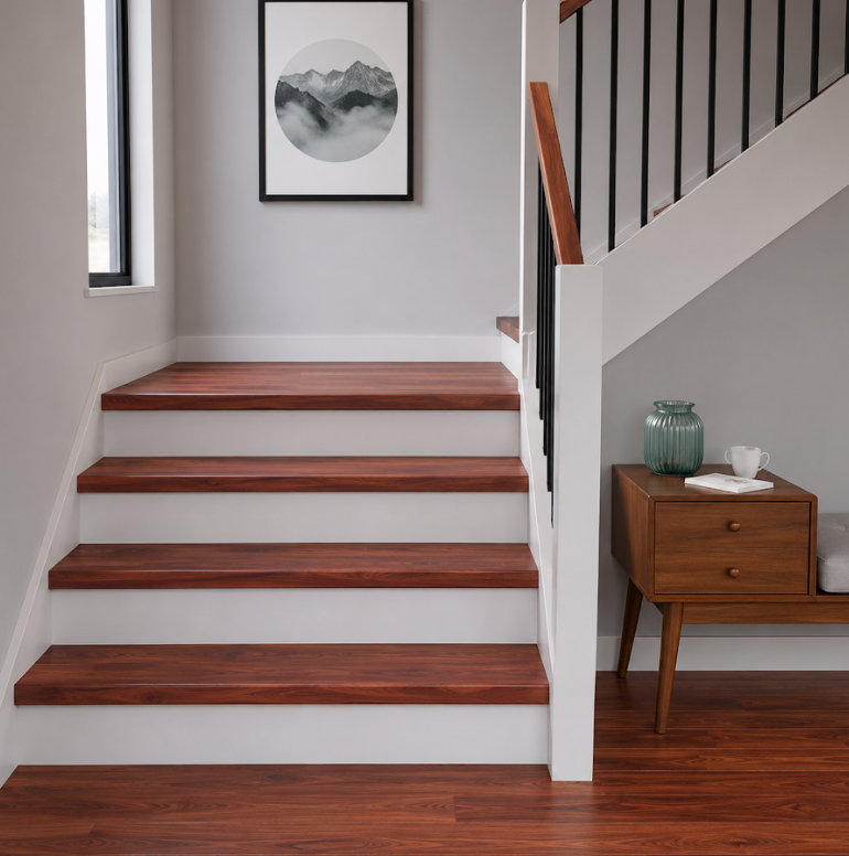 SPC Stair Tread Square with Return - Brazilian Cherry