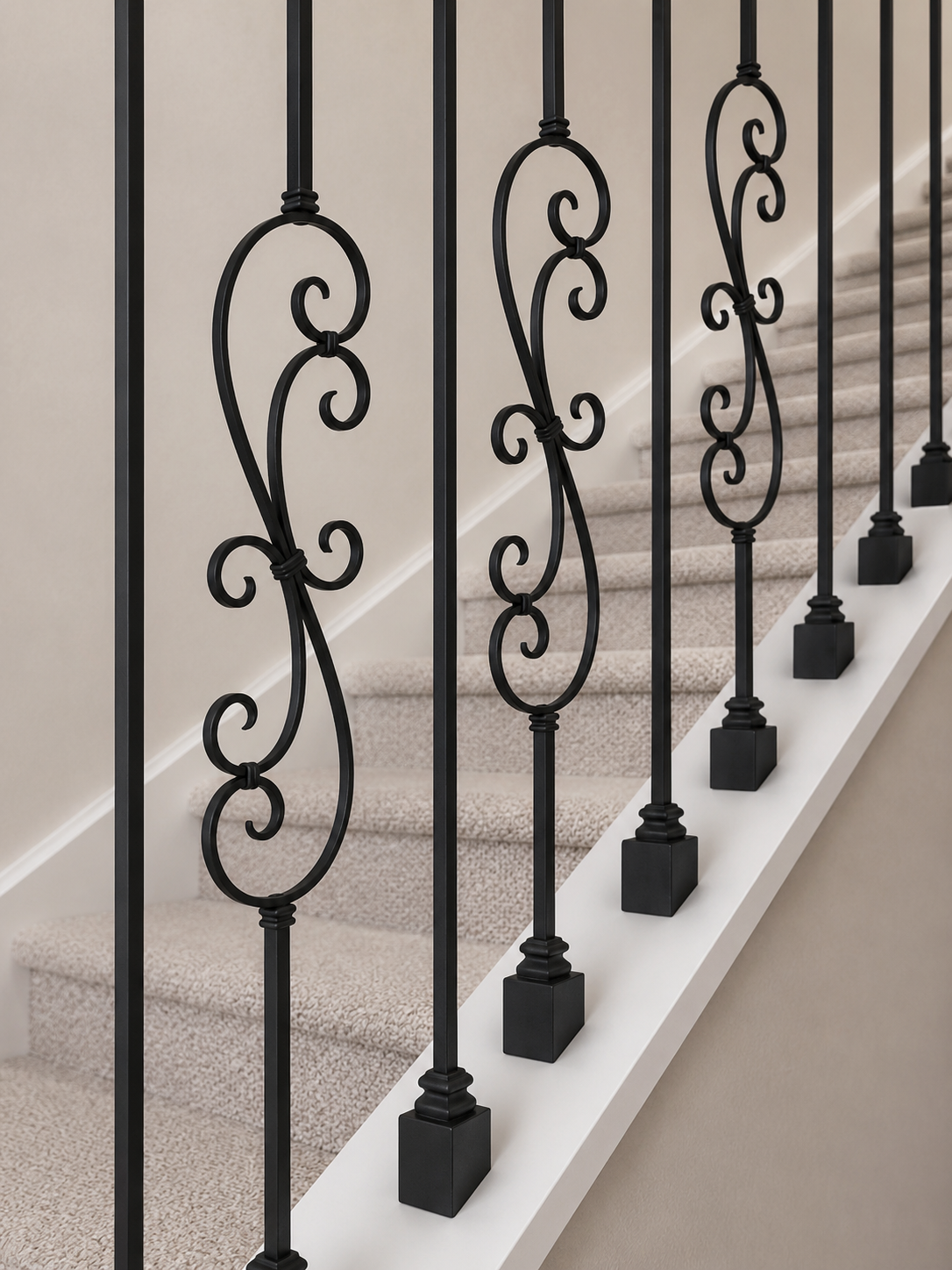 Large Spiral Scroll Solid Iron Baluster Lite