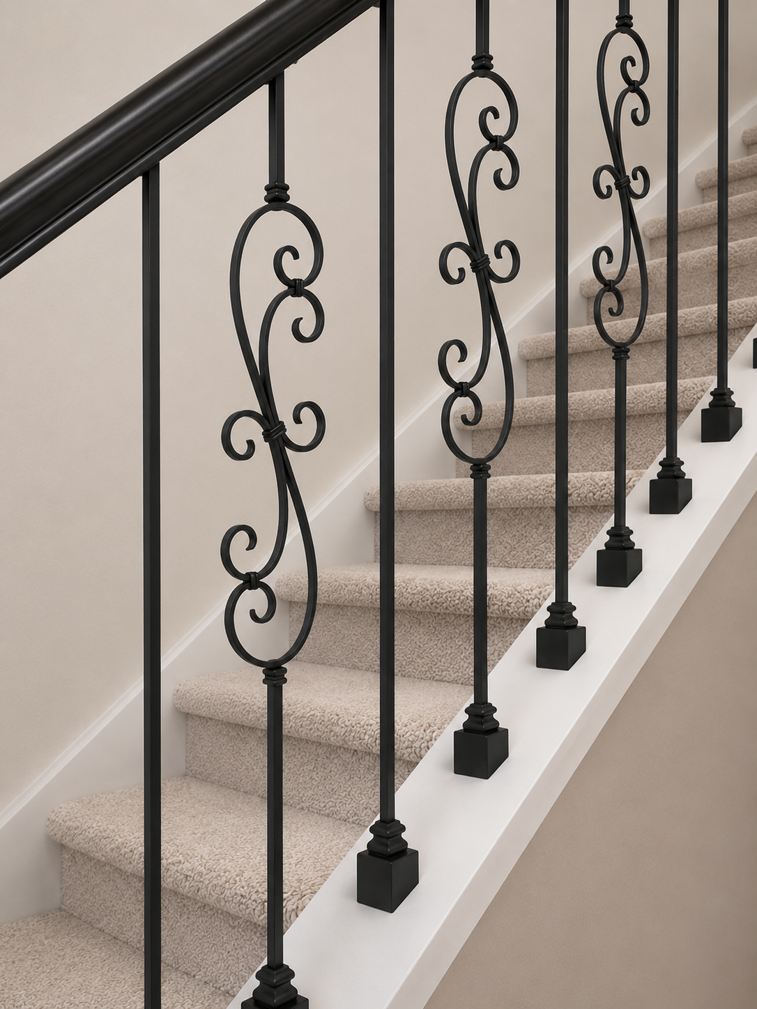 Large Spiral Scroll Hollow Iron Baluster Lite