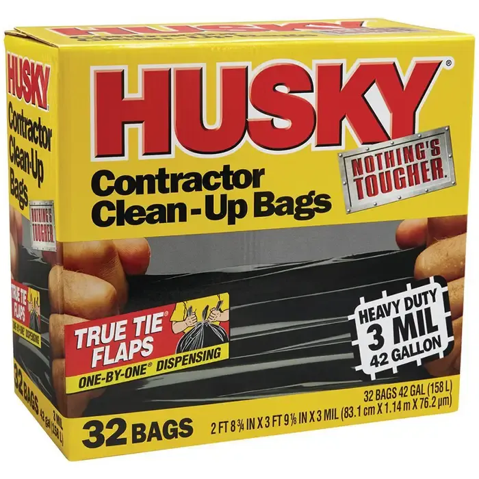 Husky Contractor Trash Bags 42 Gal Black 3-Mil (32 Count)