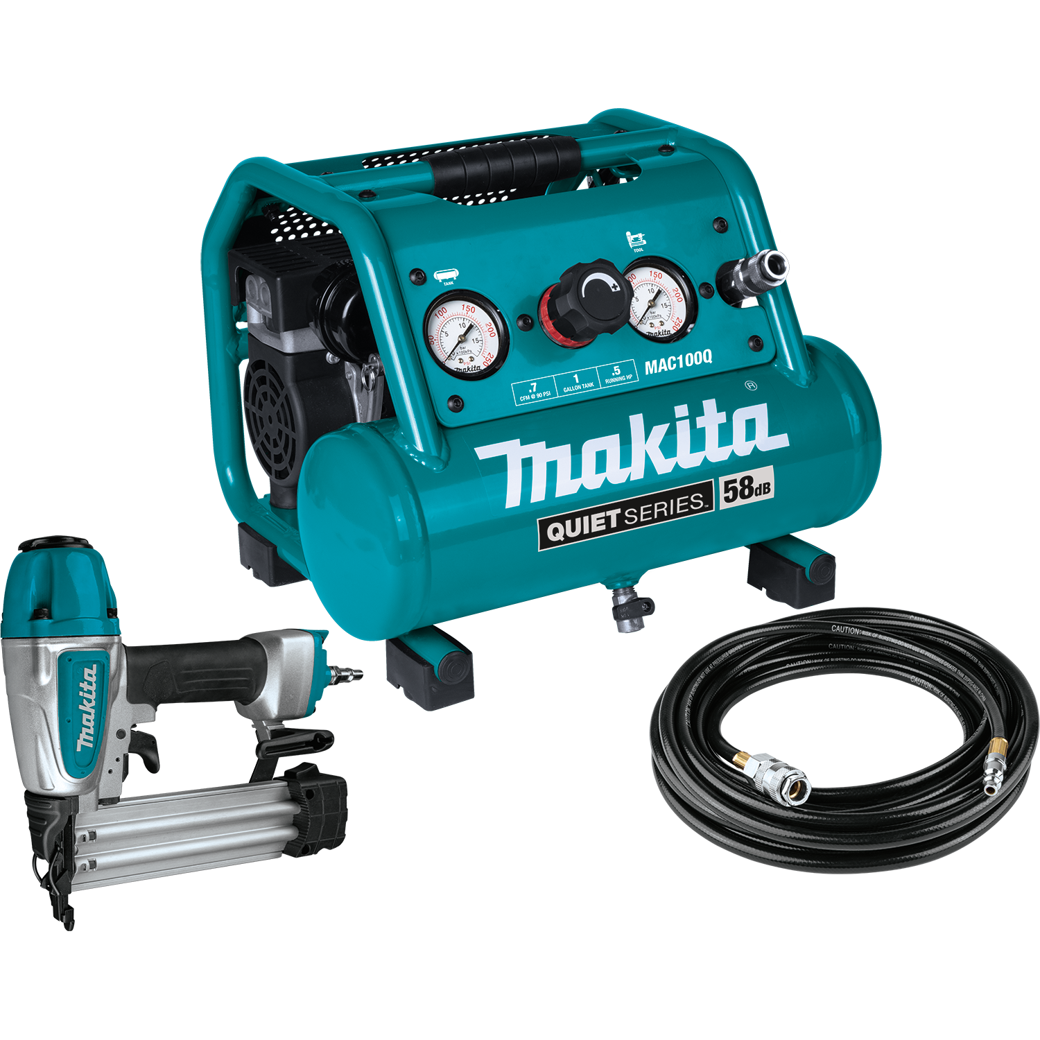 Quiet Series Air Compressor Combo Kit 1/2 HP 1 Gallon Oil-Free with 18 GA Brad Nailer