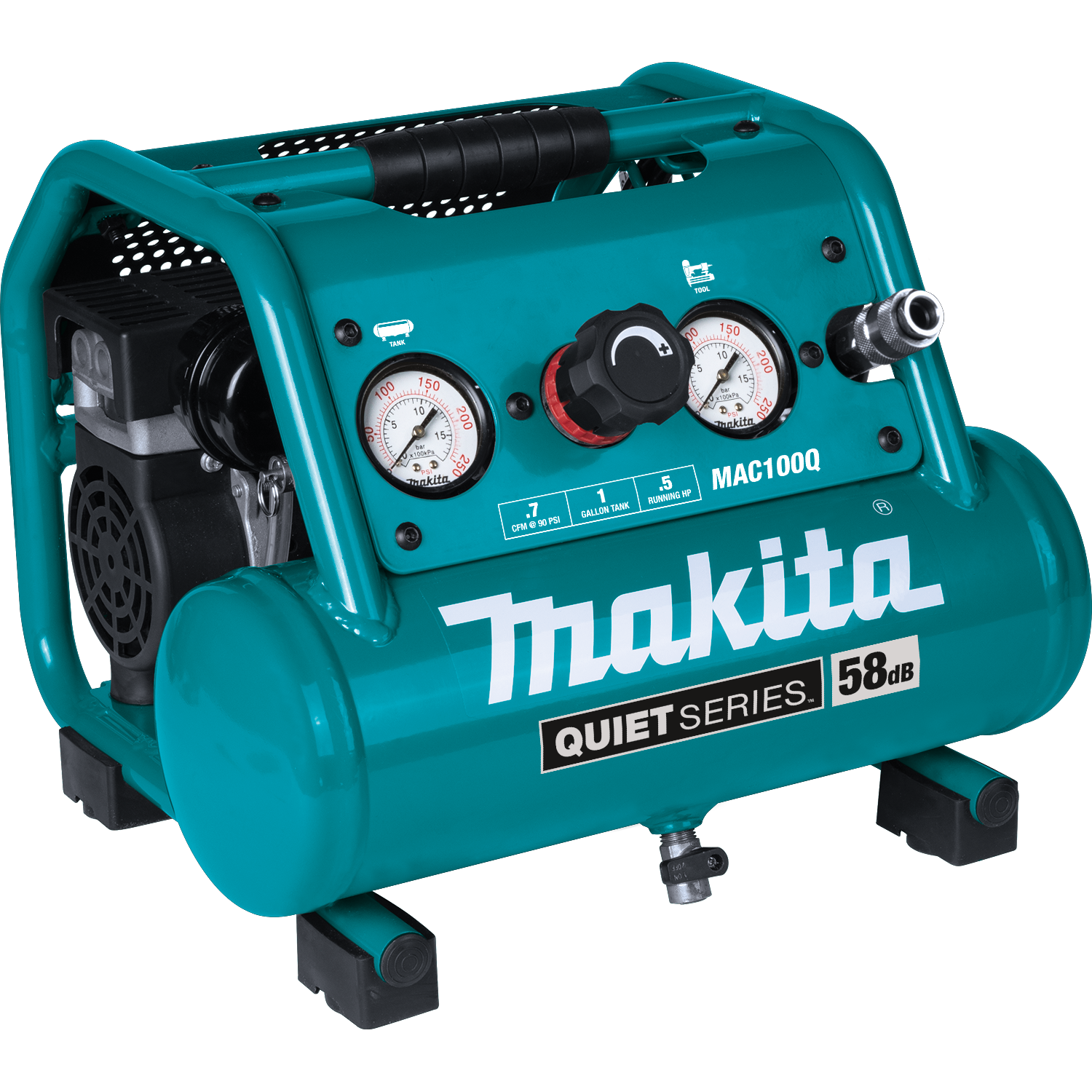 Quiet Series Air Compressor Combo Kit 1/2 HP 1 Gallon Oil-Free with 18 GA Brad Nailer