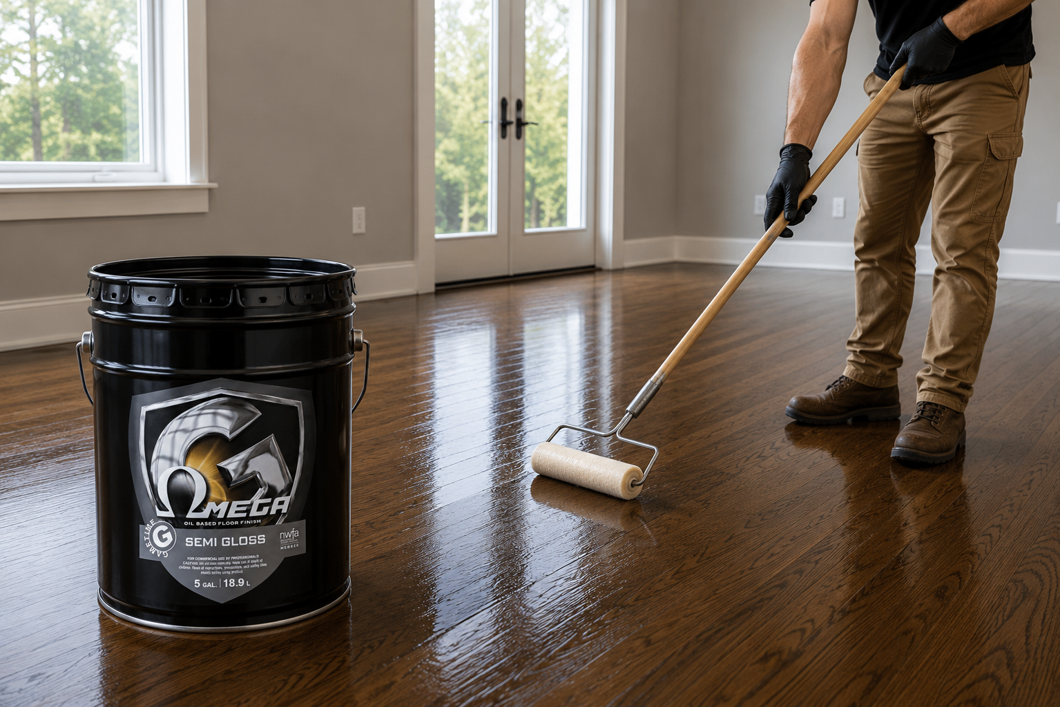 Omega Oil-Based Residential Floor Finish Semi-Gloss 5 Gal