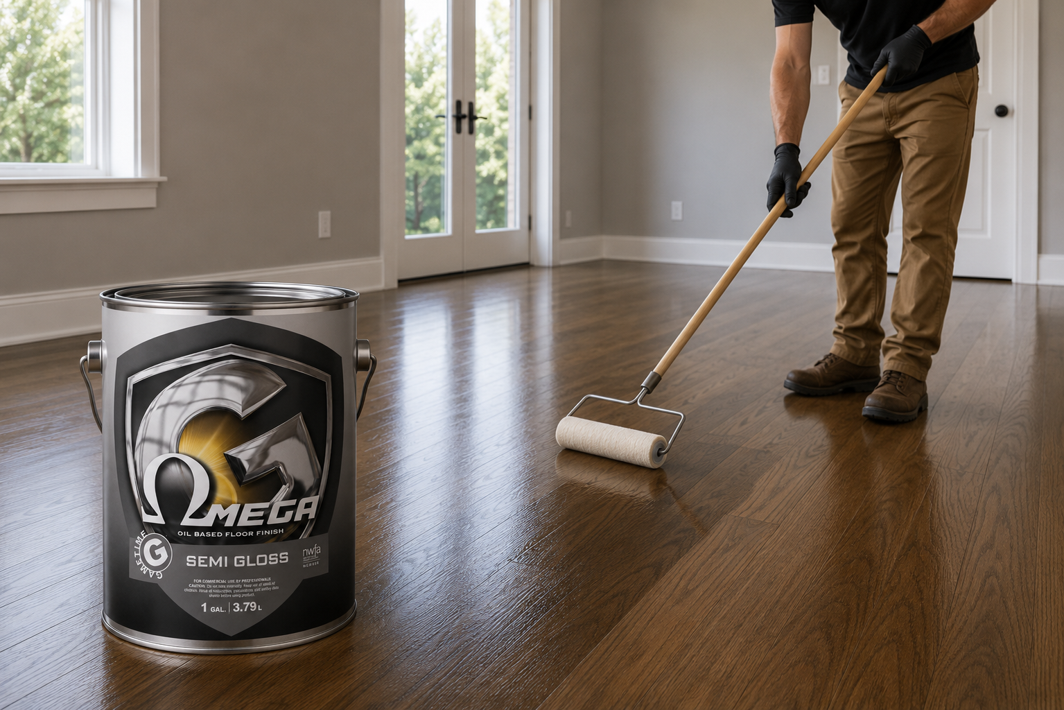 Omega Oil-Based Residential Floor Finish Semi-Gloss 1 Gal