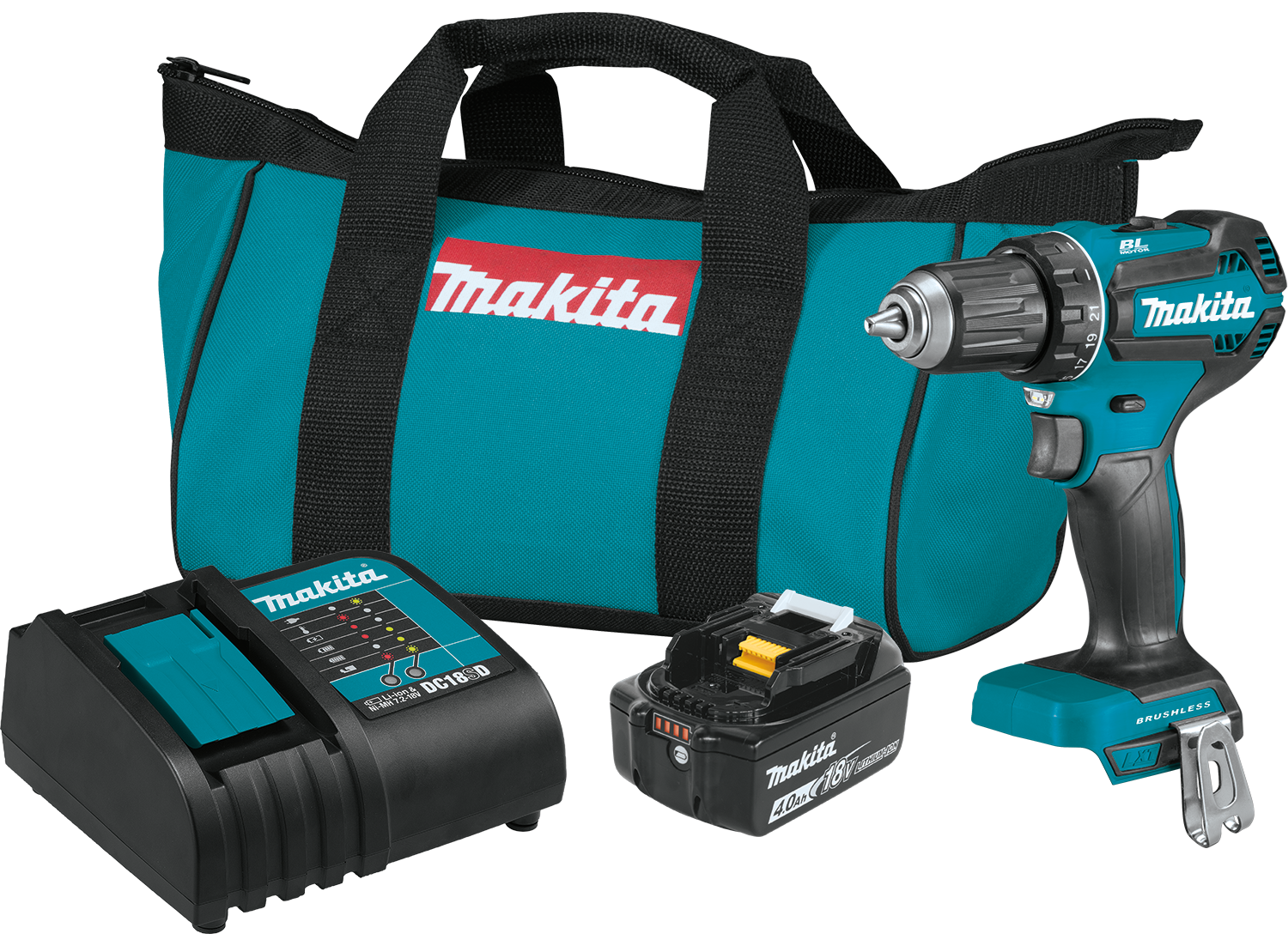 Makita 18V LXT Brushless Cordless 1/2 in Driver Drill Kit 4.0Ah