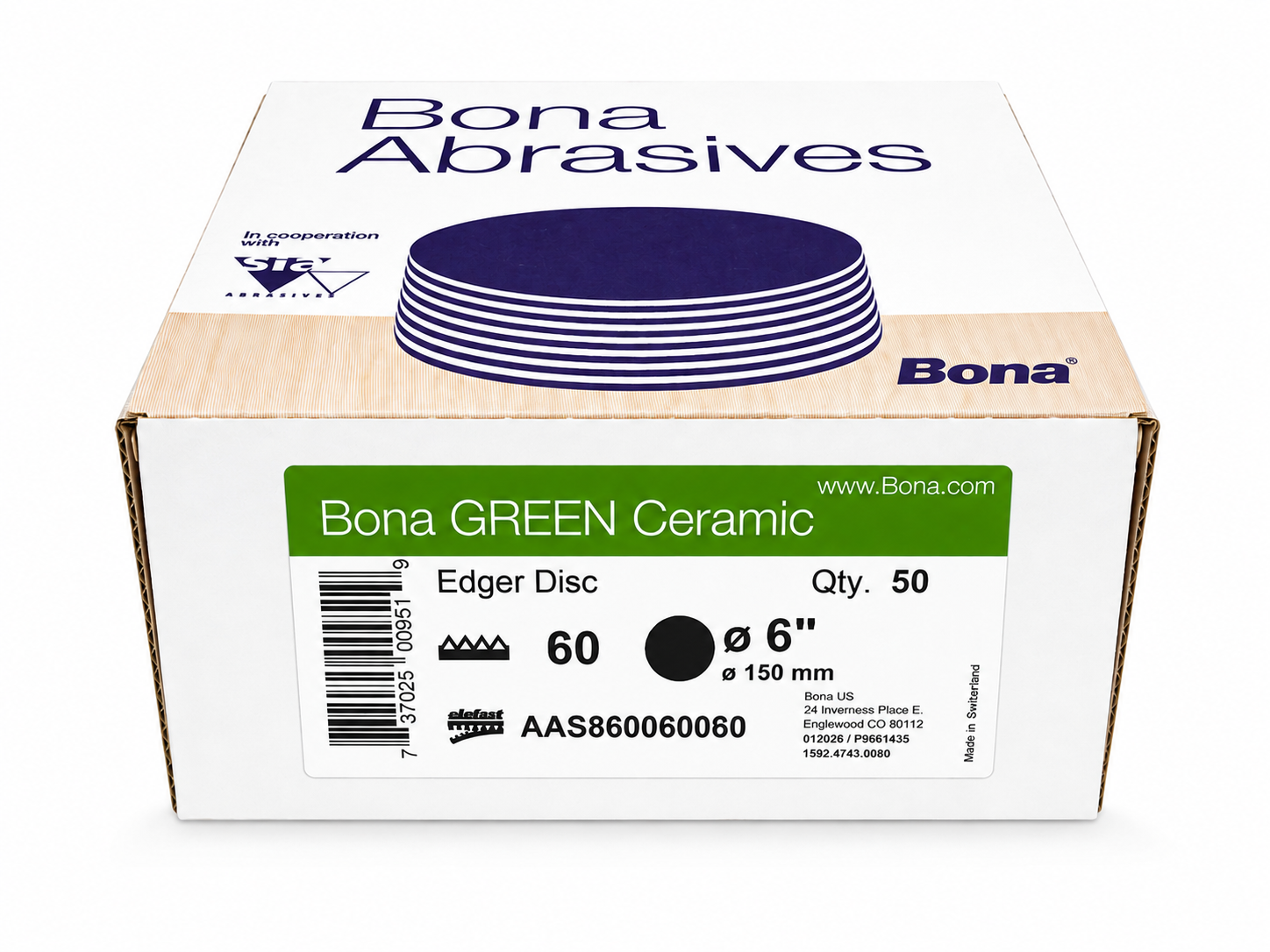 Bona Green Ceramic Sanding Disc 6 in 60 Grit